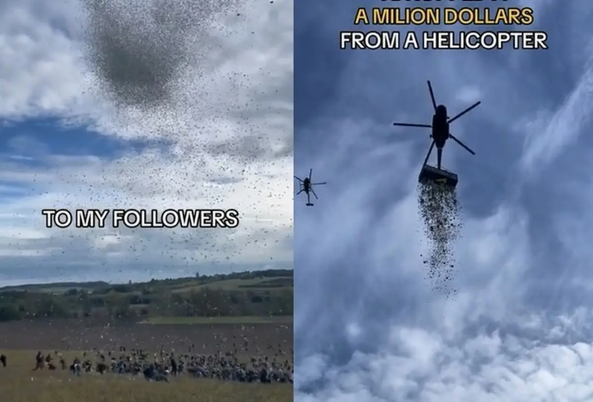 ویدئویی از بارش یک میلیون دلار پول نقد بر سر مردم در خیابان‌های جمهوری چک!