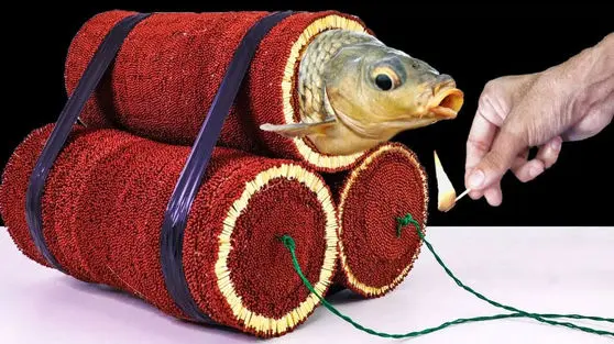 ویدئویی جالب از پخت ماهی کپور با ۵۰ هزار چوب کبریت!