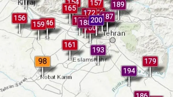 وضعیت هوای تهران ۳ بهمن ۱۴۰۱؛ ناسالم برای تمام گروها!