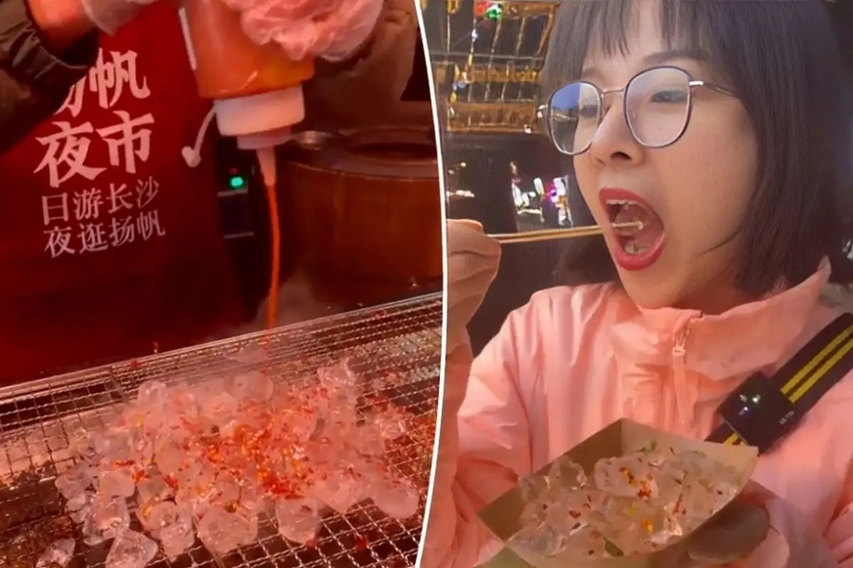 خوراکی عجیب چینی: یخ سرخ شده + ویدئو