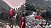 ویدئوی وحشتناک از سقوط یک خودرو داخل آبشار!