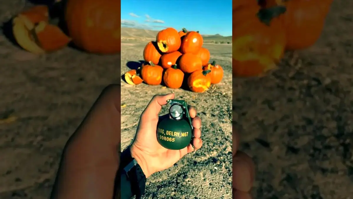 ویدئوی جالب از انفجار یک نارنجک میان ۲۰ کدو تنبل غول‌پیکر