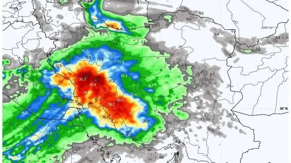 هشدار قرمز هواشناسی برای لرستان، خوزستان و کهگیلویه و بویراحمد؛ احتمال سیل در جاده چالوس