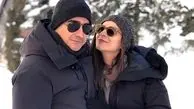 تصاویر عاشقانه از سحر دولتشاهی در آغوشِ همایون شجریان در برف